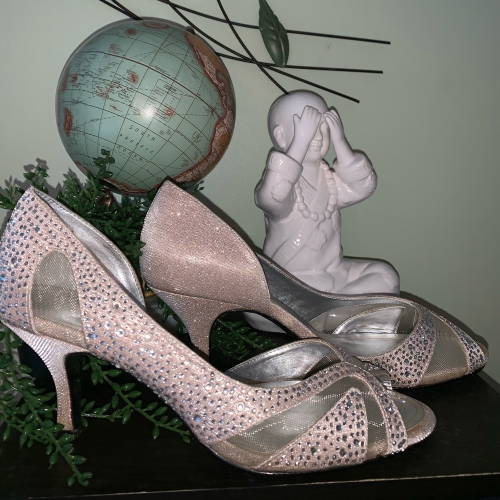 rose gold sparkle inch heels